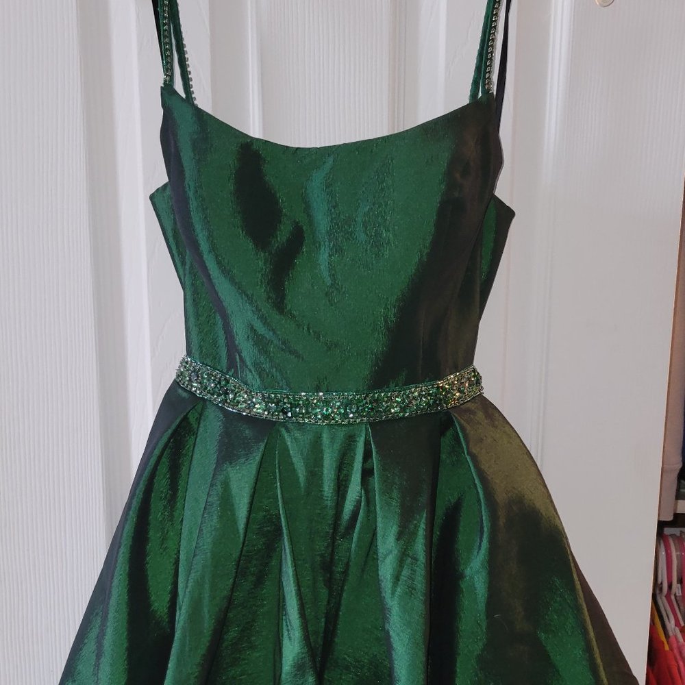 Alyce Paris "The Secret Dress" Emerald Green floral mini dress size 0